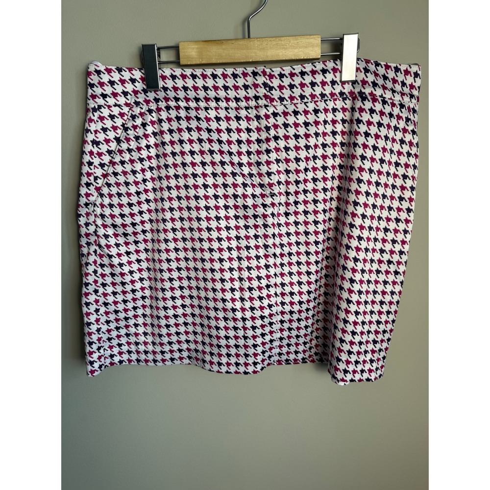 IZOD Golf Houndstooth Skort 14 Pink Purple White Preppy Sporty Golf Country Club